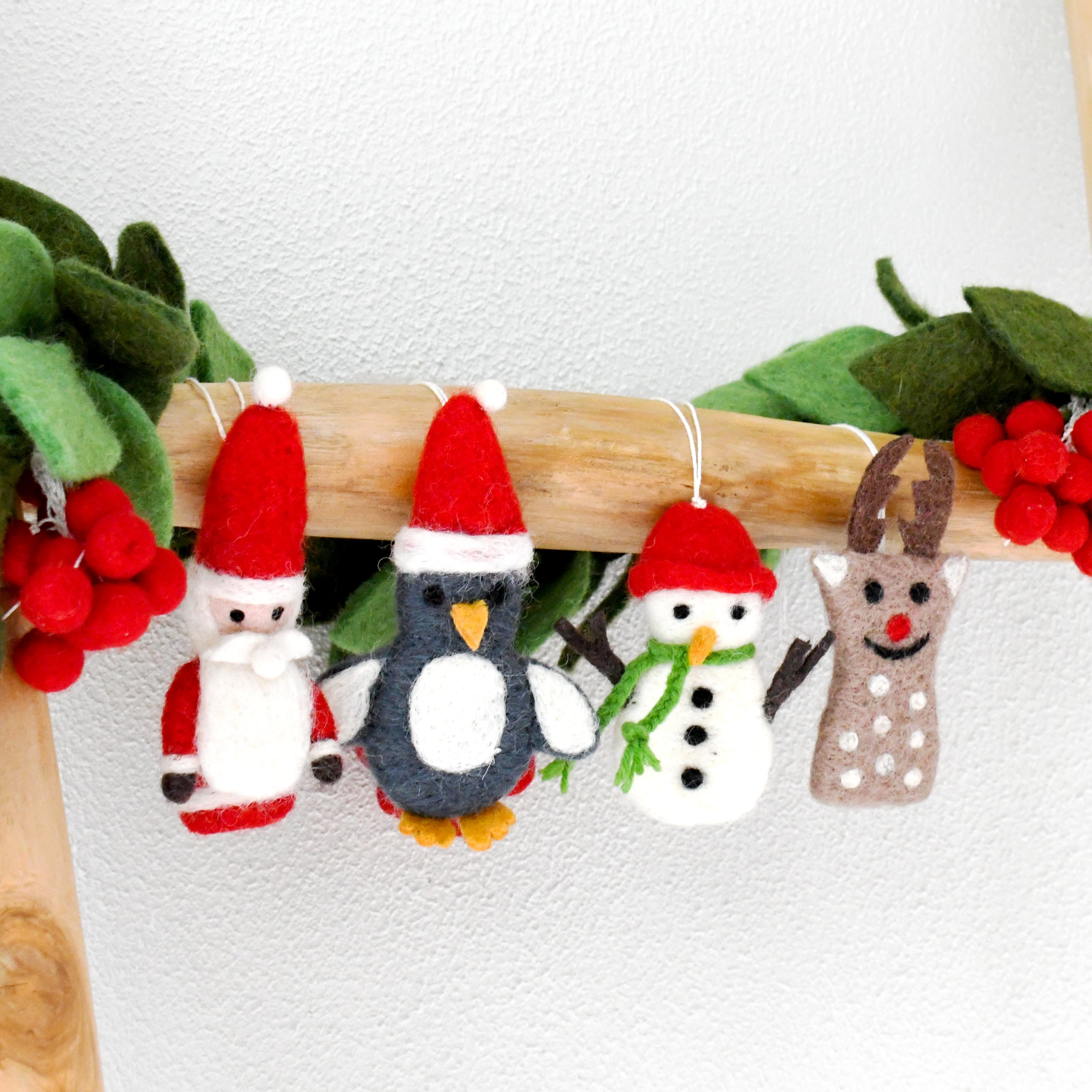 Felt Christmas Ornament Hangings (Set of 4) - Tara Treasures