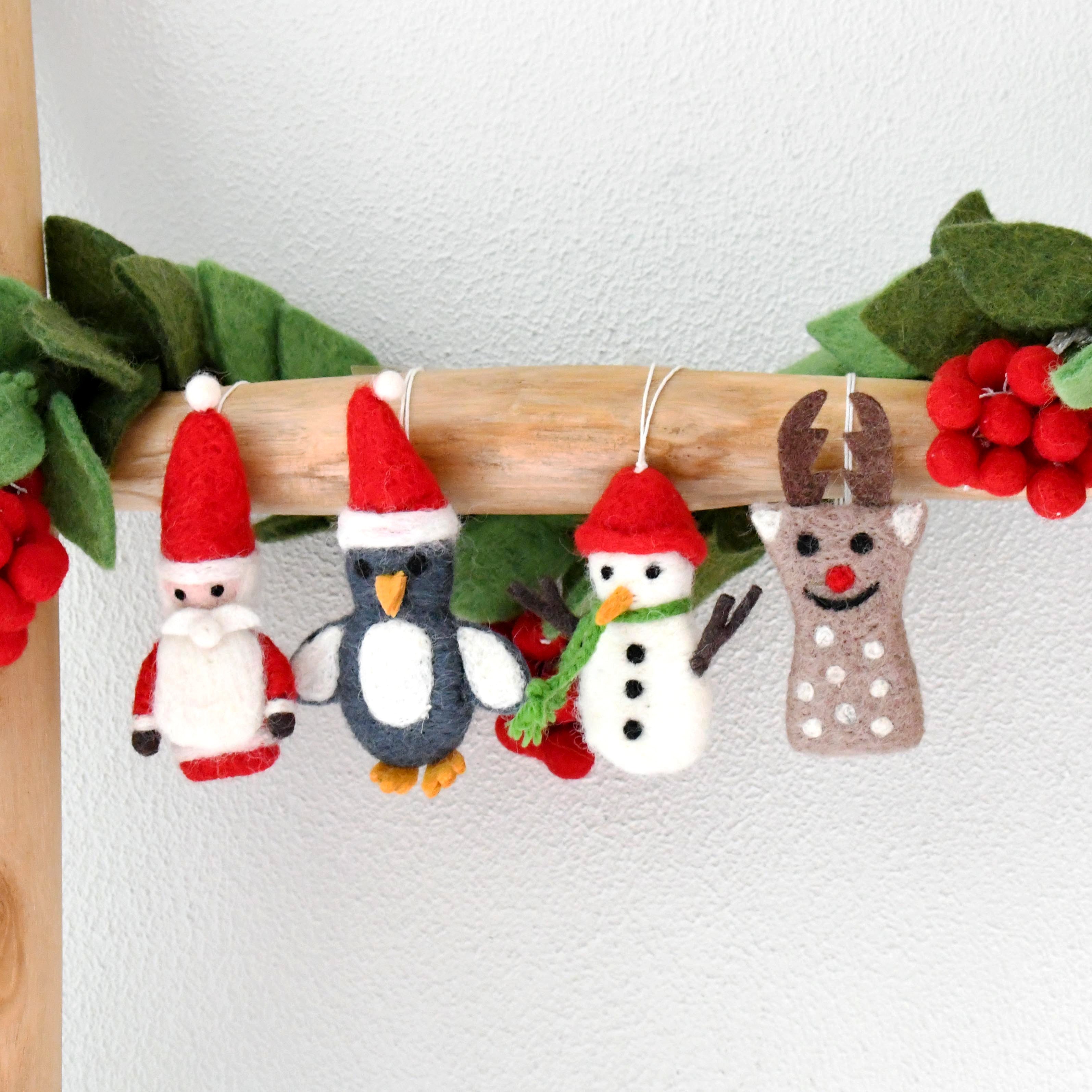 Felt Christmas Ornament Hangings (Set of 4) - Tara Treasures