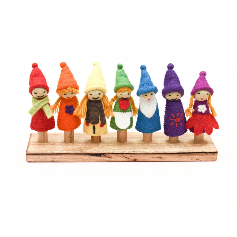 Rainbow Colourful Gnomes Finger Puppet Set - Tara Treasures