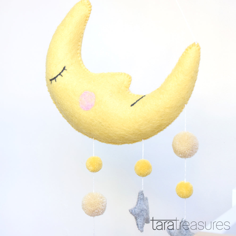 Nursery Cot Mobile - Sleeping Moon - Tara Treasures