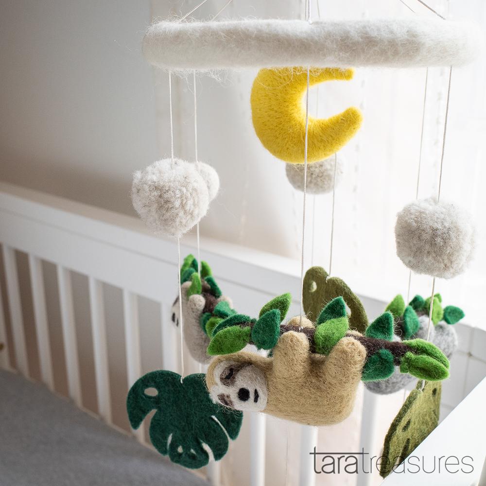 Nursery Cot Mobile - Sloth Away - Tara Treasures