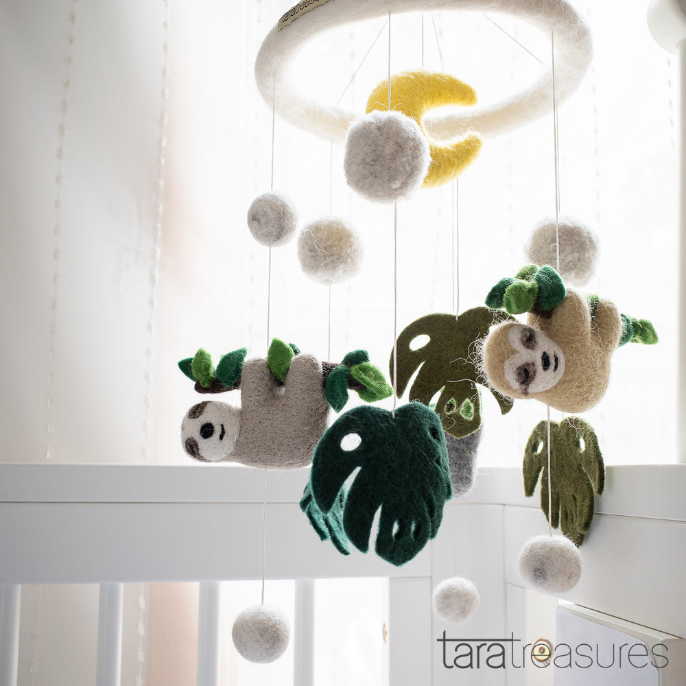 Nursery Cot Mobile - Sloth Away - Tara Treasures