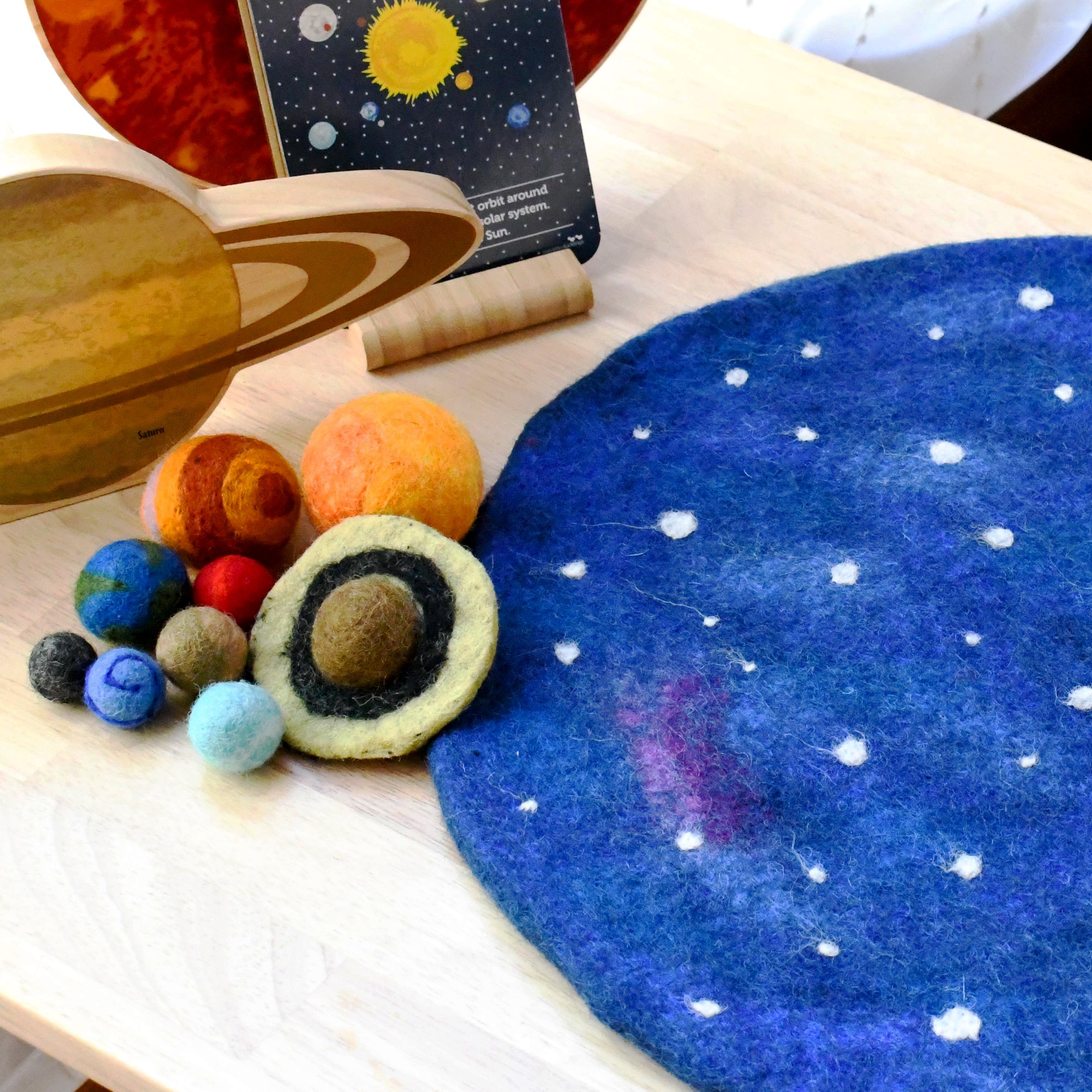 Solar System Outer Space Play Mat with Felt Planets - Tara Treasures