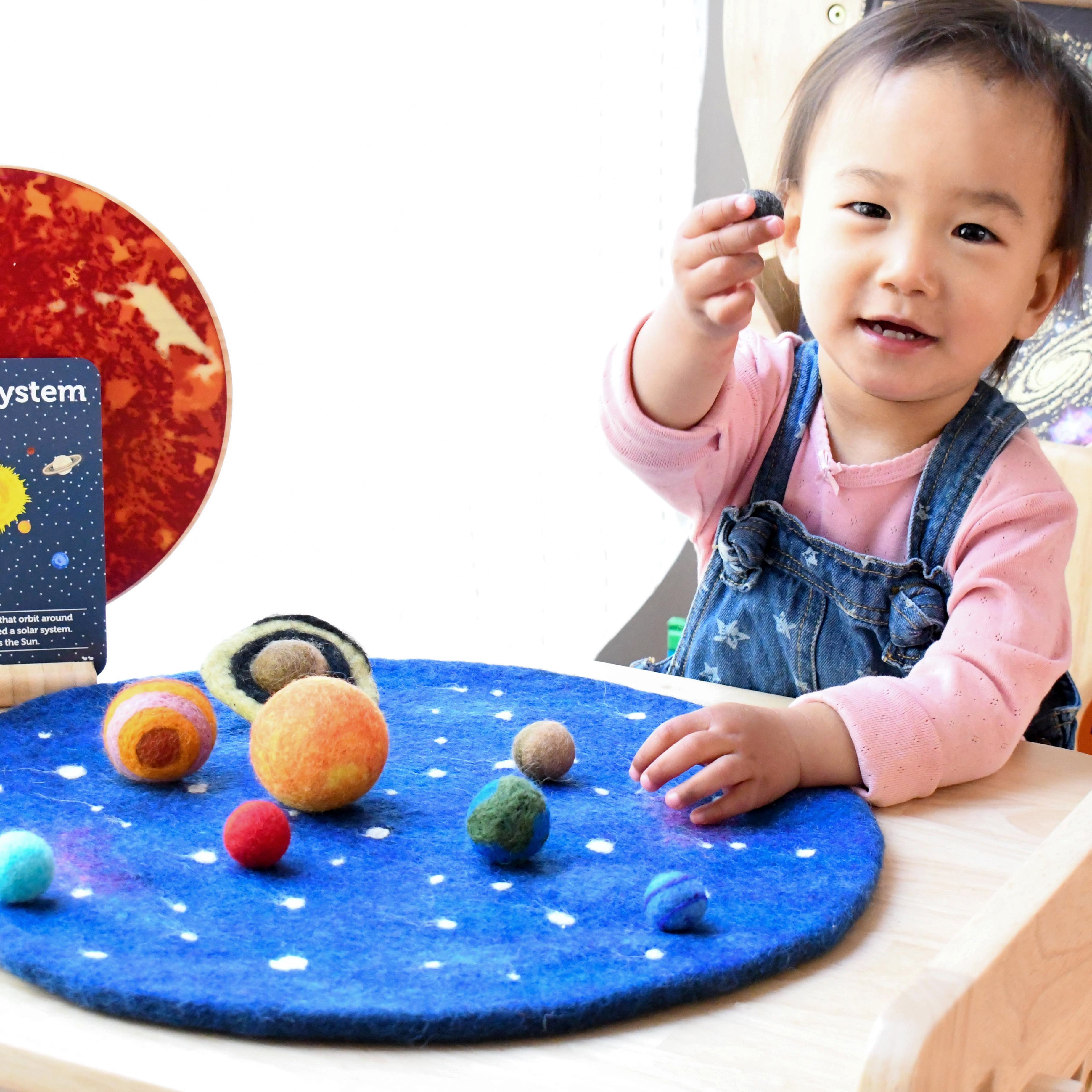 Solar System Outer Space Play Mat with Felt Planets - Tara Treasures