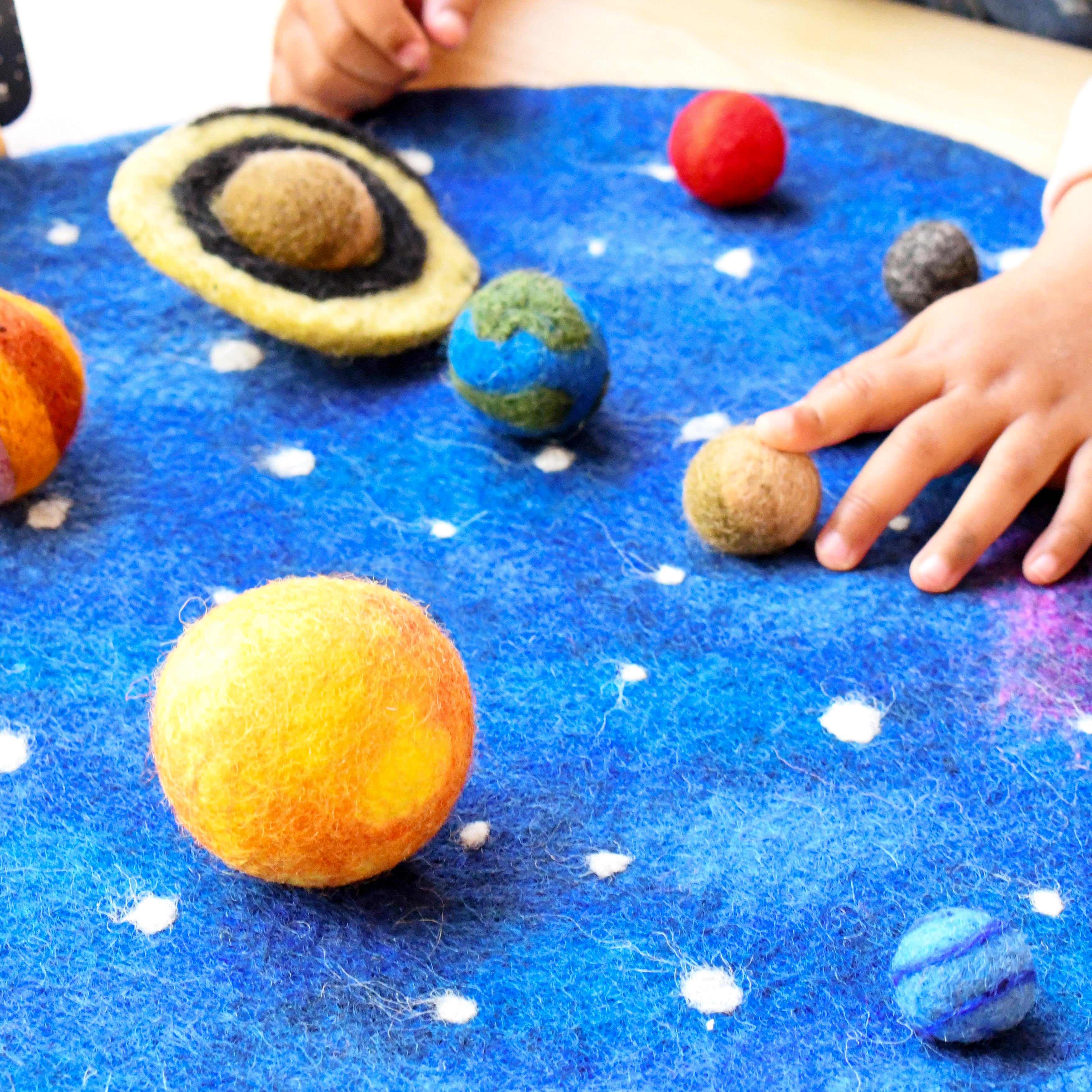 Solar System Outer Space Play Mat with Felt Planets - Tara Treasures