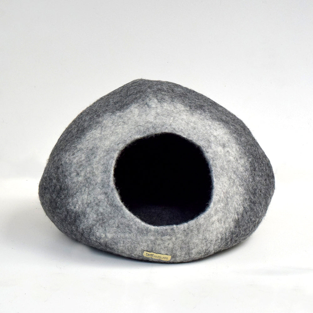 Cat Cave - White Grey Ombre Cocoon - Tara Treasures