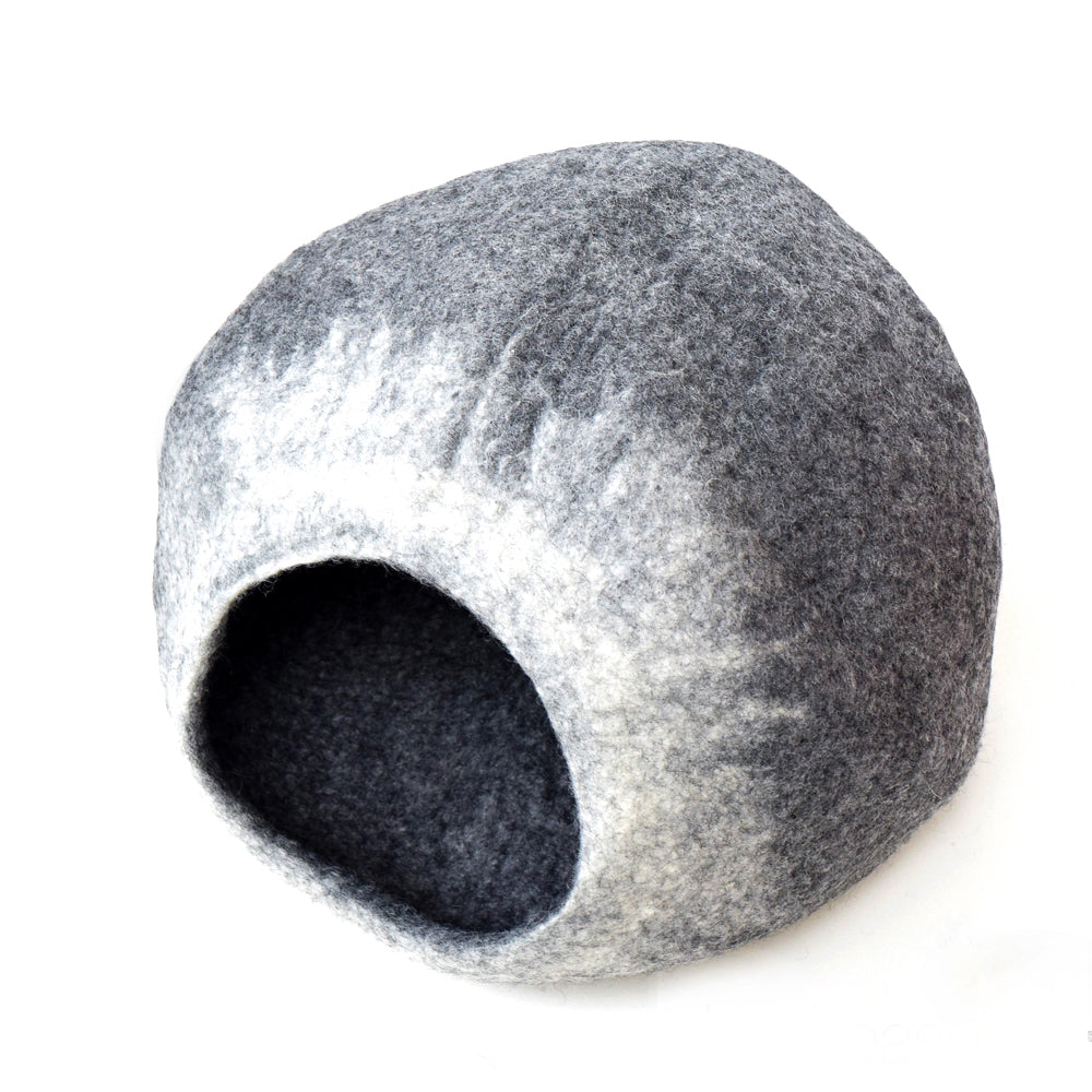 Cat Cave - White Grey Ombre Cocoon - Tara Treasures