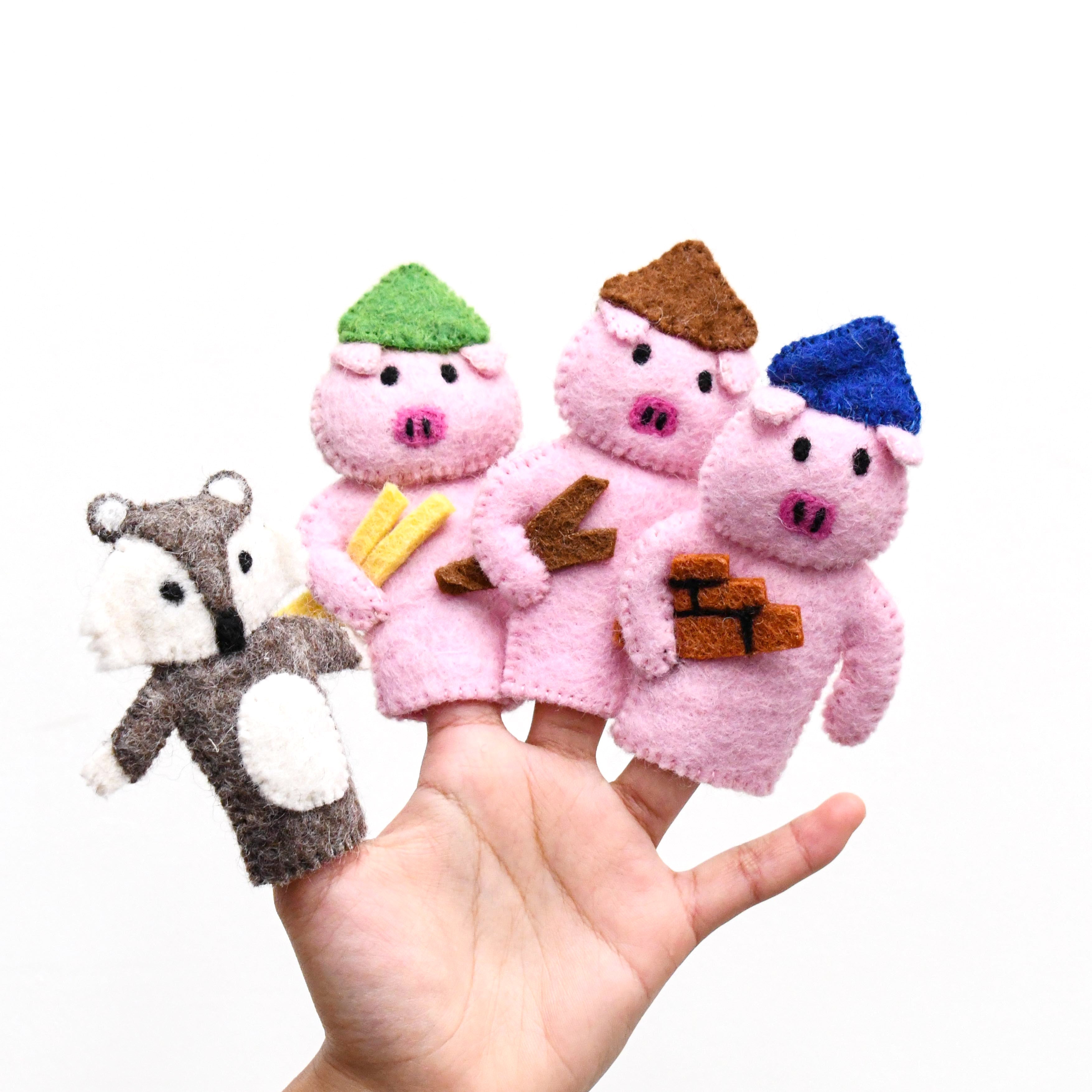 The Three Little Pigs, Finger Puppet Set - Tara Treasures