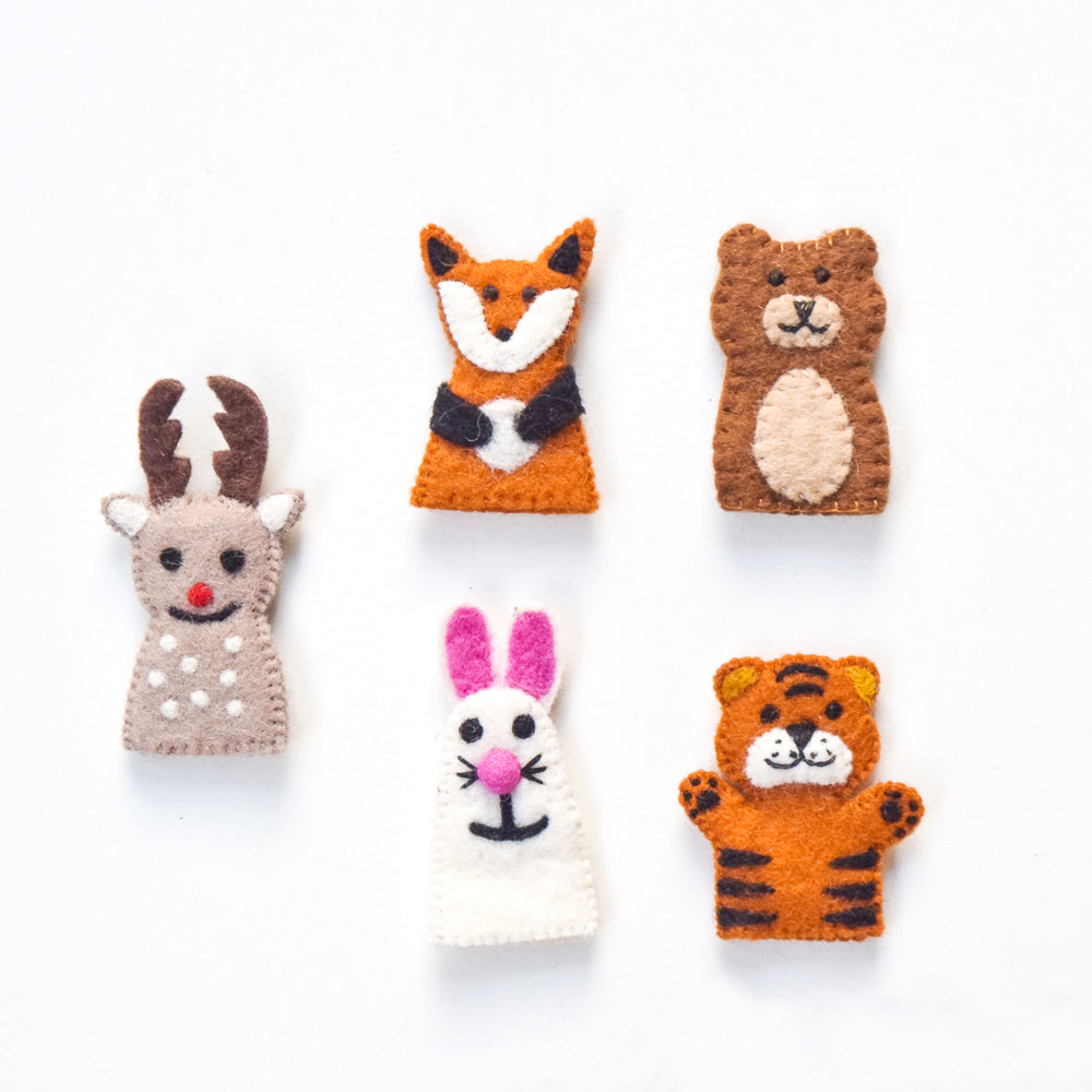 Woodland Animals, Finger Puppet Set - Tara Treasures