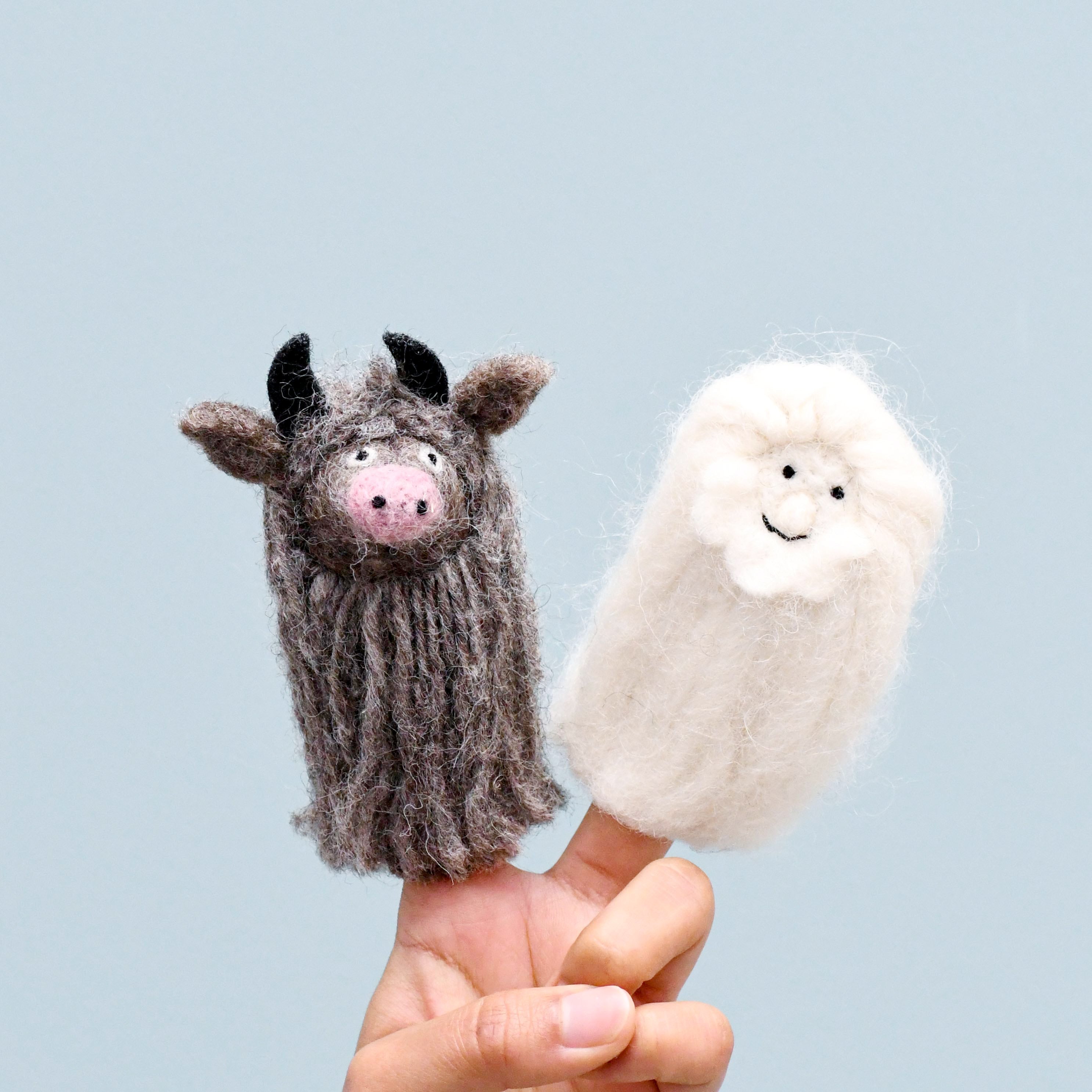 Yak and Yeti, Nepalese Finger Puppet Set - Tara Treasures